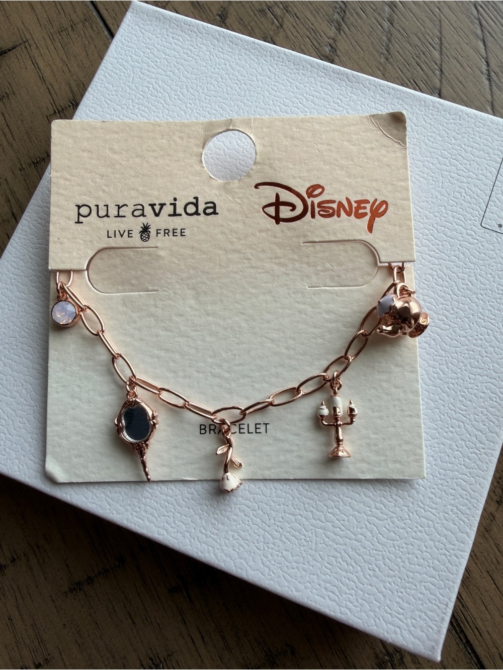 Rose Gold Disney Belle Charm Bracelet